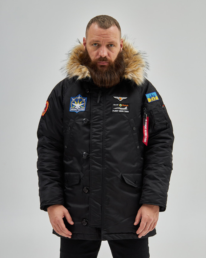 Аляска N-3B чорна з нашивками «Українські Соколи» Аляска N-3B чорна з нашивками «Українські Соколи»