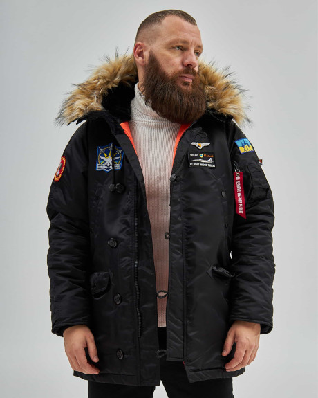 Аляска N-3B чорна з нашивками «Українські Соколи» Аляска N-3B чорна з нашивками «Українські Соколи»