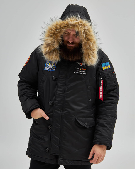 Аляска N-3B чорна з нашивками «Українські Соколи» Аляска N-3B чорна з нашивками «Українські Соколи»