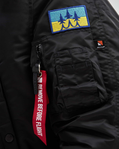 Аляска N-3B чорна з нашивками «Українські Соколи» Аляска N-3B чорна з нашивками «Українські Соколи»