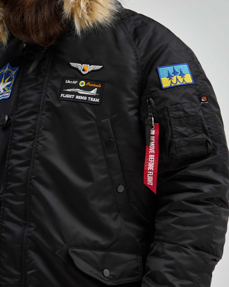 Аляска N-3B чорна з нашивками «Українські Соколи»
