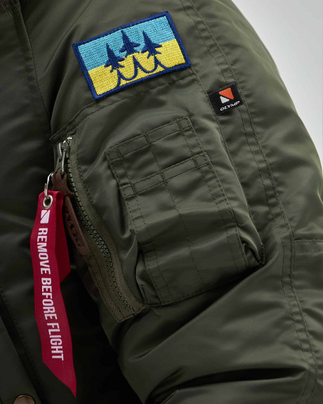 Аляска N-3B хакі з нашивками «Українські Соколи» Аляска N-3B хакі з нашивками «Українські Соколи»