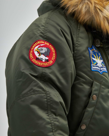 Аляска N-3B хакі з нашивками «Українські Соколи» Аляска N-3B хакі з нашивками «Українські Соколи»