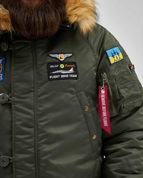 Аляска N-3B хакі з нашивками «Українські Соколи» Аляска N-3B хакі з нашивками «Українські Соколи»