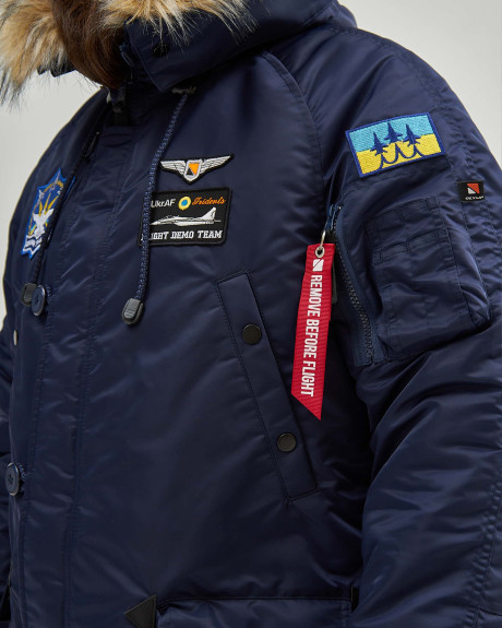 Аляска N-3B синя з нашивками «Українські Соколи»