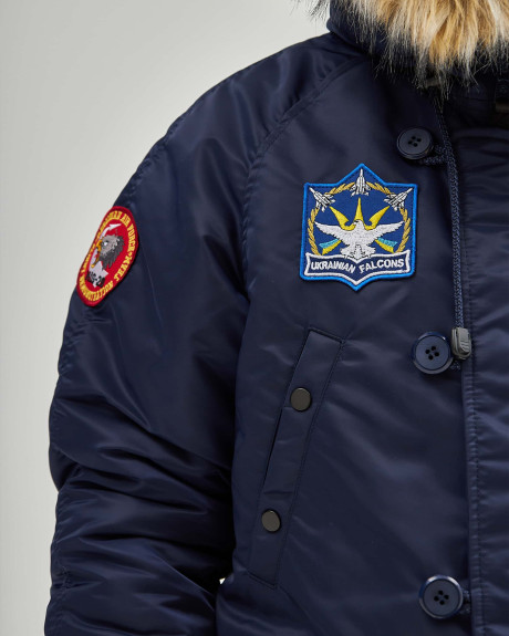 Аляска N-3B синя з нашивками «Українські Соколи»