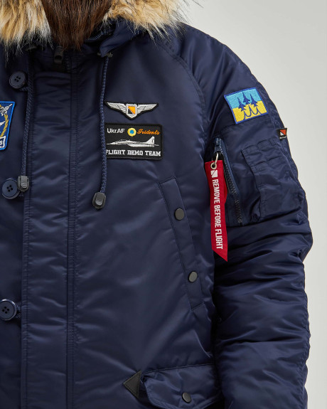 Аляска N-3B синя з нашивками «Українські Соколи»