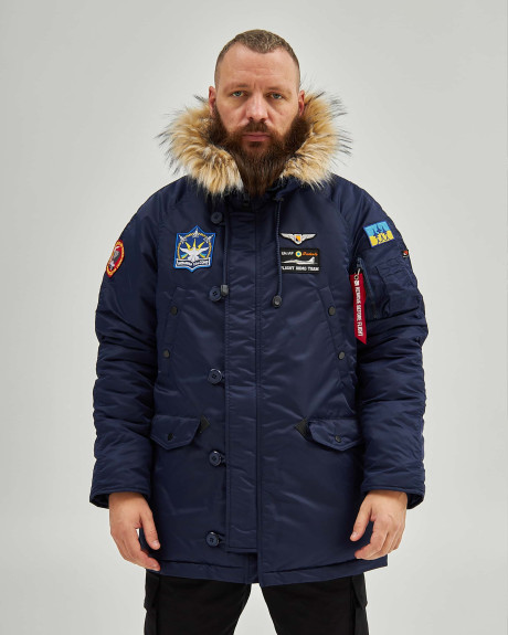 Аляска N-3B синя з нашивками «Українські Соколи»