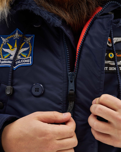 Аляска N-3B синя з нашивками «Українські Соколи»