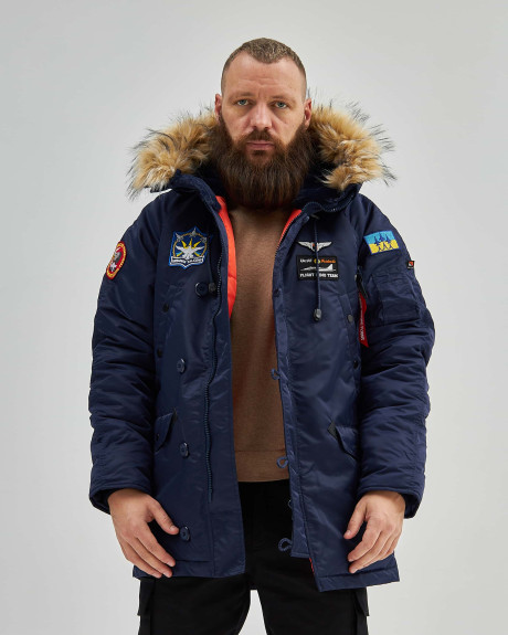 Аляска N-3B синя з нашивками «Українські Соколи»