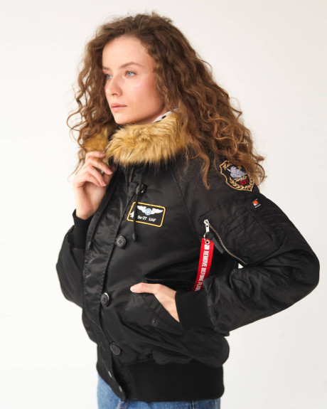 Жіноча аляска N-2B чорна з нашивками 831 БрТА