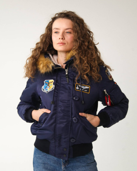 Жіноча аляска N-2B синя з нашивками 831 БрТА