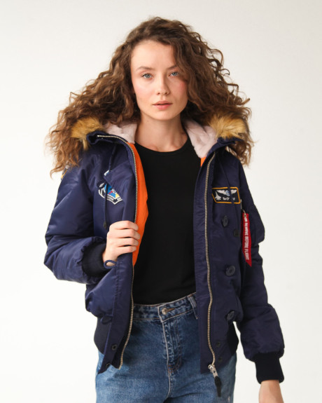 Жіноча аляска N-2B синя з нашивками 831 БрТА