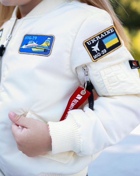 Бомбер MA-1 дитячий молочний з нашивками