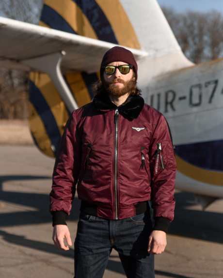 Бомбер B-15 бордовий