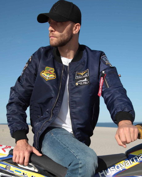 Бомбер MA-1 синій з нашивками 831 БрТА