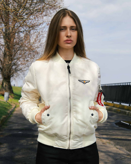 Бомбер MA-1 молочний жіночий