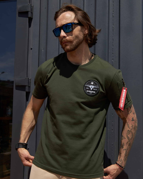 Футболка хакі з кишенею та нашивками 831 БрТА