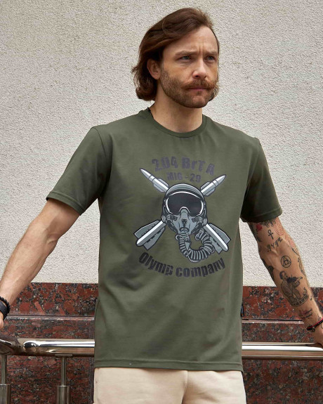 Футболка хакі з принтом 204 БрТА