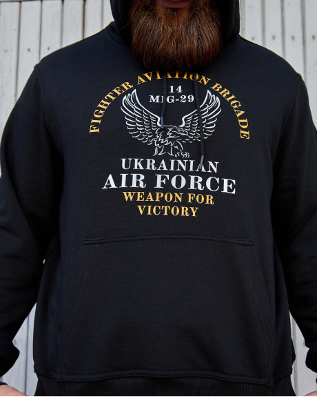 Худі чорний з принтом 114 БрТА