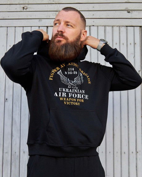 Худі чорний з принтом 114 БрТА Худі чорний з принтом 114 БрТА