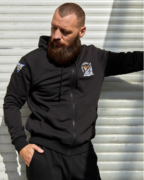 Худі на блискавці чорний з нашивками 40 БрТА