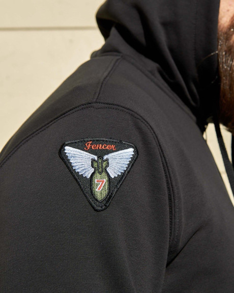 Худі на блискавці чорний з нашивками 7 БрТА