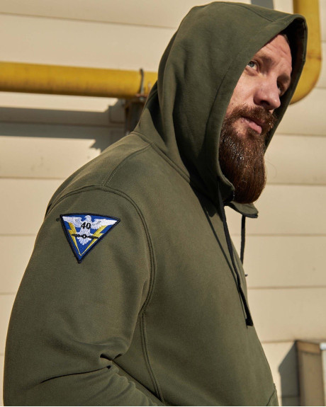Худі на блискавці хакі з нашивками 40 БрТА