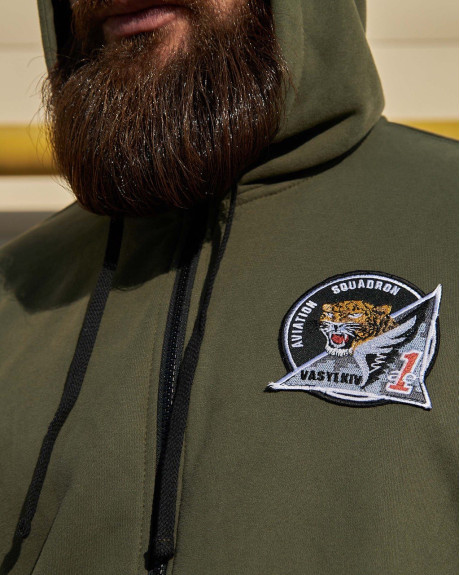 Худі на блискавці хакі з нашивками 40 БрТА