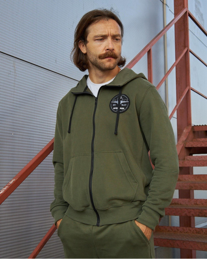 Худі на блискавці хакі з нашивками 831 БрТА