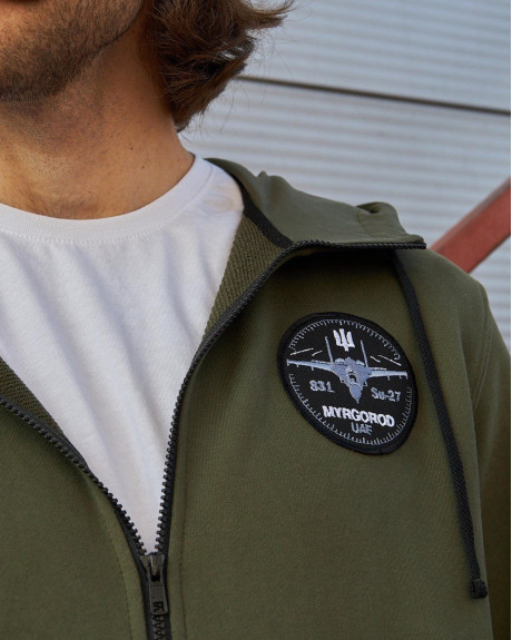 Худі на блискавці хакі з нашивками 831 БрТА