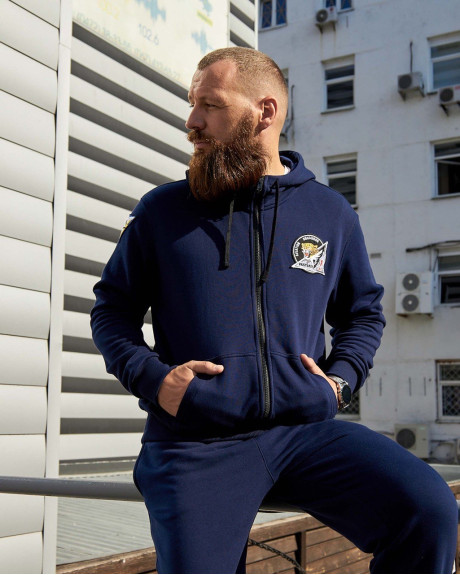 Худі на блискавці синій з нашивками 40 БрТА