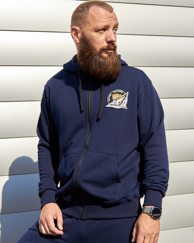 Худі на блискавці синій з нашивками 40 БрТА