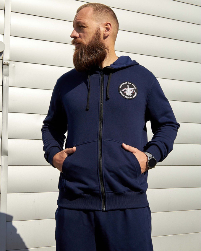 Худі на блискавці синій з нашивками 7 БрТА