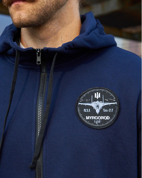 Худі на блискавці синій з нашивками 831 БрТА