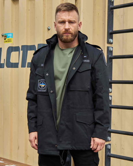 Куртка M-65, чорна з українськими нашивками