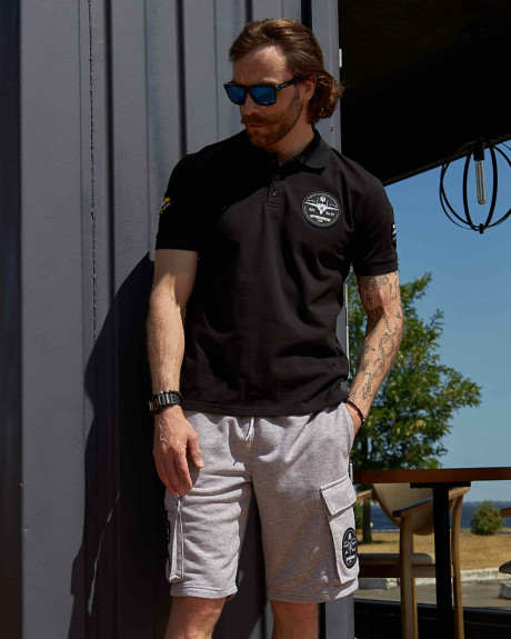 Поло чорне з нашивками 831 БрТА