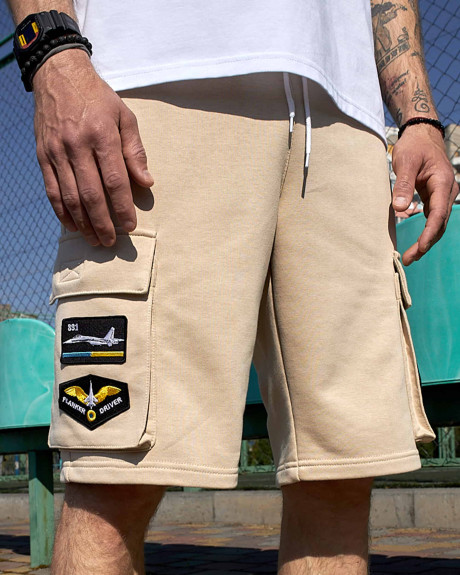 Шорти бежеві з нашивками 831 БрТА