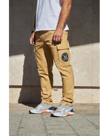 Штани карго бежеві з нашивками 114 БрТА