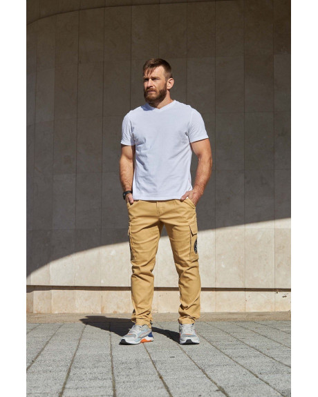 Штани карго бежеві з нашивками 114 БрТА