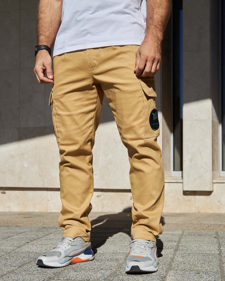 Штани карго бежеві з нашивками 831 БрТА