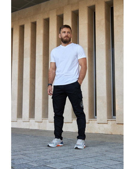 Штани карго чорні з нашивками 114 БрТА