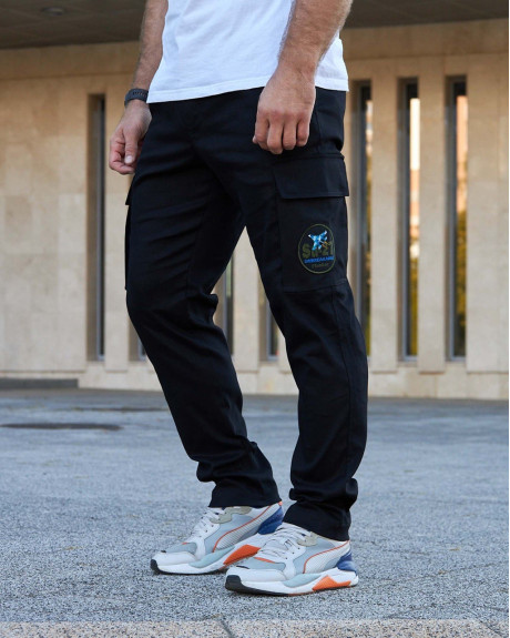 Штани карго чорні з нашивками 831 БрТА