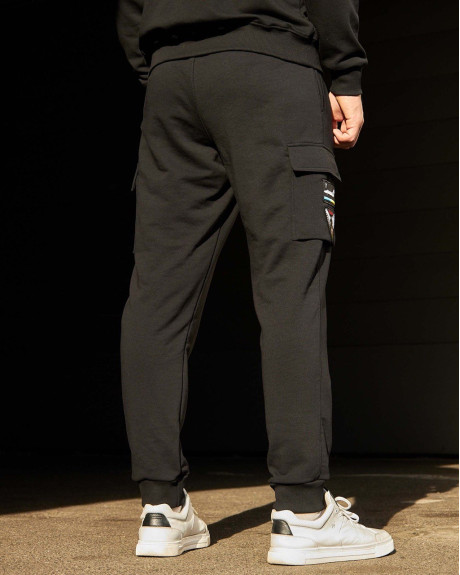 Спортивні штани карго чорні з нашивками 7 БрТА