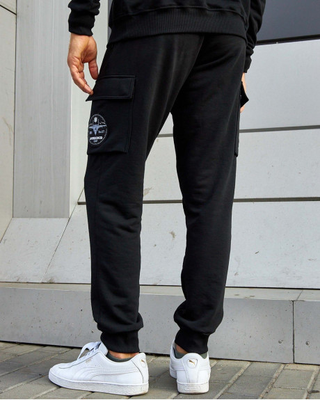 Спортивні штани карго чорні з нашивками 831 БрТА