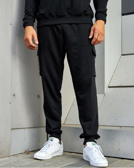 Спортивні штани карго чорні з нашивками 831 БрТА