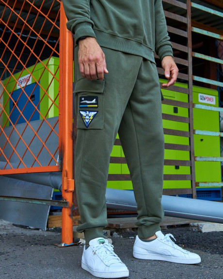 Спортивні штани карго хакі з нашивками 40 БрТА