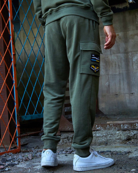 Спортивні штани карго хакі з нашивками 831 БрТА