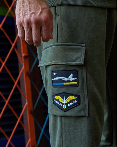 Спортивні штани карго хакі з нашивками 831 БрТА