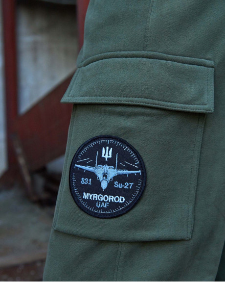 Спортивні штани карго хакі з нашивками 831 БрТА